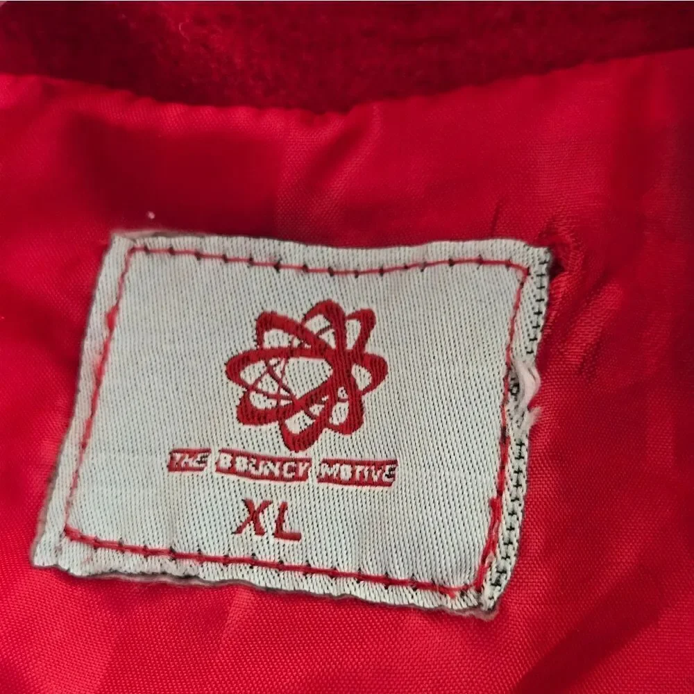 Bouncy Motive Red Varsity Jacket with White Sleeves